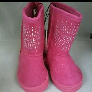 Girls Bebe pink faux suede boots size 7